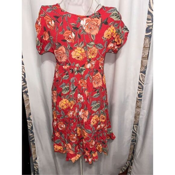 Good Condition Uncle Frank Red Floral Dress Oversized Woman's Dress Size small - Picture 6 of 8